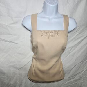 Vintage 90s cream beaded bust square neck top